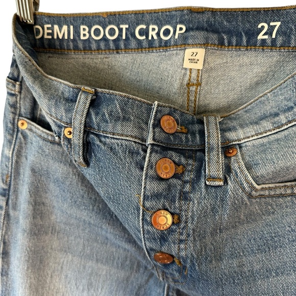 J Crew Demi Boot Crop High Rise Jeans Button Fly Distressed Light Wash - 27 - Picture 5 of 11